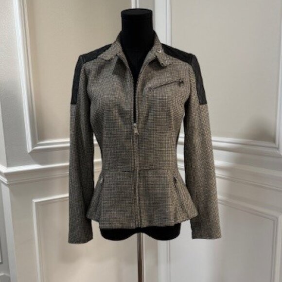 Ralph Lauren Houndstooth Peplum Wool Blend Jacket 2P EUC - Picture 2 of 7